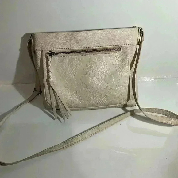 The Sak Sanibel Cream Leather Embossed Crossbody purse - Picture 4 of 10